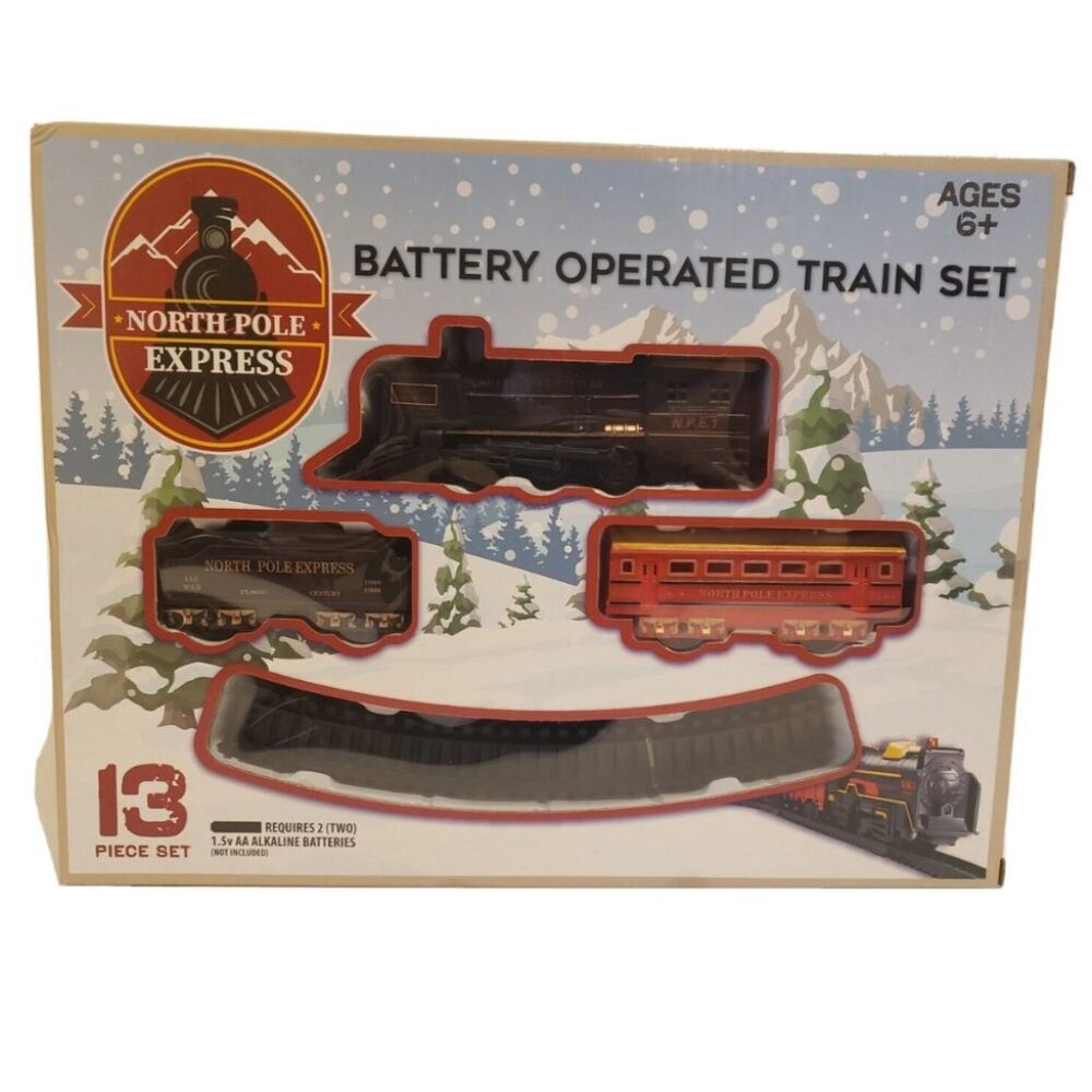 North Pole Express Battery Operated 13pc Train Set New in Box